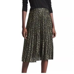 Banana Republic Green Leopard Print Midi Skirt
